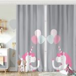 Pembe Zeminde Unicorn At Tasarımlı  Bebek Odası Fon Perde Realhomes
