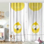 Mavi Zeminde Sarı Kuş Motifli Dijital Baskılı Çocuk Odası Fon Perde Realhomes