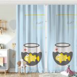 Beyaz Zeminde Akvaryum Temalı  Çocuk Odası Fon Perde Realhomes