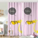 Mavi Zeminde Leylek Motifli Özel Tasarım Çocuk Odası Fon Perde Realhomes