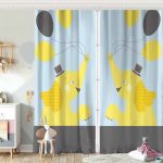 Beyaz Zeminde Uçan Balonlar ve Fil Desenli Çocuk Odası Fon Perde Realhomes