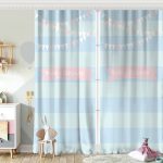 Pembe Çizgili Baby Shower Çocuk Odası Fon Perde Realhomes
