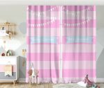 Pembe Çizgili Baby Shower Çocuk Odası Fon Perde Realhomes