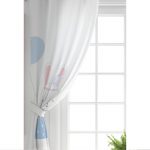 Beyaz Zeminde Balonlu Sevimli Tavşan Çocuk Odası Fon Perde Realhomes