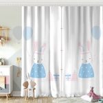 Sevimli Sirk Tavşanı Çocuk Odası Fon Perde Realhomes