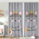 Beyaz Zeminde Be Wild & Beautiful Temalı Çocuk Odası Fon Perde Realhomes