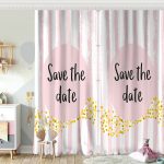 Mavi Zeminde Save The Date Motifli Çocuk Odası Fon Perde Realhomes