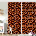 Realhomes Beyaz Zeminde Balkabağı Dijital Baskılı Modern Çocuk Odası Fon Perde Realhomes