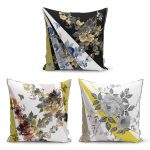 Gül Motifli Modern 3'Lü Kırlent Kılıf Seti Realhomes