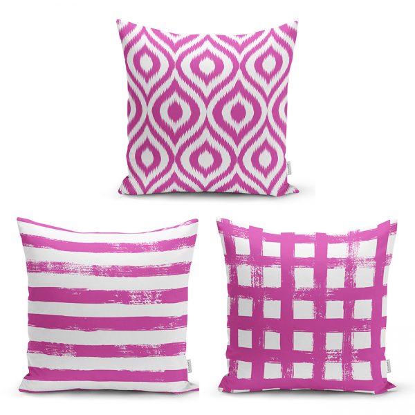 - Rh-K-3luset39-RealHomes-Ozel-Tasarim-Fusya-Ikat-Desen-Motifli-Dijital-Baskili-3Lu-Modern-Kirlent-Kilif-Seti - Realhomes  Gri Ve Fuşya Renklerde Ağaç Tasarımlı Modern Dekoratif 3'Lü Kırlent Kılıf Seti Realhomes