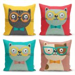 Sevimli Köpekcikler 4'Lü Kırlent Kılıf Seti Realhomes