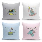 Soyut Sulu Boya Çalışması Tasarımlı 4'Lü Kırlent Kılıf Seti Realhomes