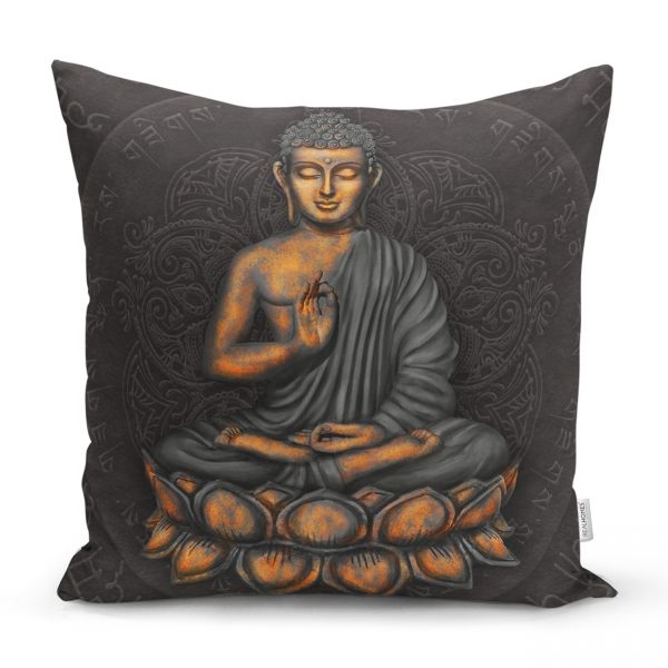 Pembe Neon Motifli Uzak Doğu Yoga Desenli Kırlent KılıFı Realhomes