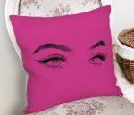 RealHomes Fuşya Zeminde Kirpik Motifli Özel Tasarım Yastık Kılıfı Realhomes