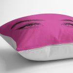 RealHomes Fuşya Zeminde Kirpik Motifli Özel Tasarım Yastık Kılıfı Realhomes