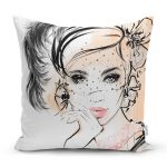 - Rh-K5103-Karakalem-Cizimli-Fashion-Women-Dekoratif-Kirlent-Kilifi - Realhomes Karakalem Çizimli Fashion Women Dekoratif Kırlent Kılıfı Realhomes