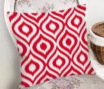 Özel Tasarım Kırmızı İkat Desenli Dijital Baskılı Yastık Kırlent Kılıfı Realhomes