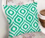 Özel Tasarım Yaşil İkat Desenli Dijital Baskılı Yastık Kırlent Kılıfı Realhomes