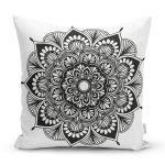 Beyaz Zeminde Çiçek Mandala Desenli Kırlent Kılıfı Realhomes