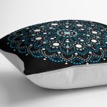 Siyah Zeminde Mavi Boncuklu Mandala Dekoratif Yastık Kılıfı Realhomes