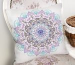 Beyaz Zeminde Açık Renkte Mandala Kırlent Kılıfı Realhomes