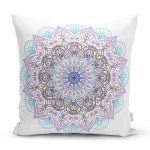 Beyaz Zeminde Açık Renkte Mandala Kırlent Kılıfı Realhomes