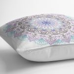 Beyaz Zeminde Açık Renkte Mandala Kırlent Kılıfı Realhomes