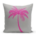 - Rh-K5228fusya-Gri-Zeminde-Fusya-Palmiye-Motifli-Modern-Kirlent-Kilifi - Realhomes Gri Zeminde Fuşya Palmiye Motifli Modern Kırlent Kılıfı Realhomes