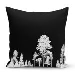 RealHomes Siyah Zeminde Siyah Ağaç Tasarımlı Dekoratif Yastık Kılıfı Realhomes