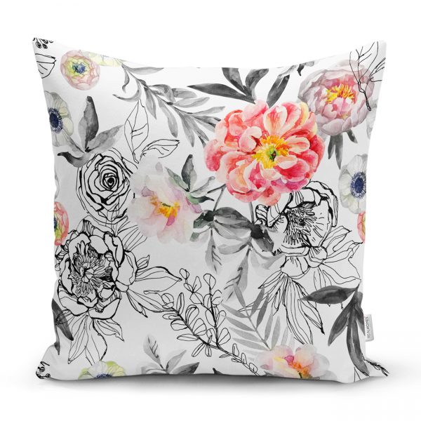 - Rh-K5247-Karakalem-Cizim-Gul-Motifli-Ozel-Tasarim-Kirlent-Kilifi - Realhomes  Karakalem Çizim Gül Motiflı Özel Tasarım Kırlent Kılıfı Realhomes