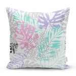 Beyaz Zemin Üzerinde Sulu BoYa Renkli Yaprak Çizimli Modern Yastık Kılıfı Realhomes