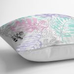 Beyaz Zemin Üzerinde Sulu BoYa Renkli Yaprak Çizimli Modern Yastık Kılıfı Realhomes