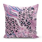 Lila Zemin Üzerinde Leopar Deseni Baskılı Özel Tasarım Dekoratif Yastık Kılıfı Realhomes