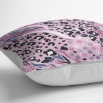 Lila Zemin Üzerinde Leopar Deseni Baskılı Özel Tasarım Dekoratif Yastık Kılıfı Realhomes