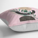 Pembe Zemin Üzerinde Soyut Yaprak Çizimli Dekoratif Yastık Kılıfı Realhomes
