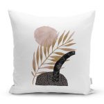 Beyaz Zemin Üzerinde Gold Yaprak Motifli Dekoratif Yastık Kılıfı Realhomes