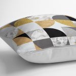 Geometrik Şekiller İçerisinde Gold Ve Siyah Ayrıntı Motifli Dekoratif Yastık Kılıfı Realhomes