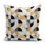 Geometrik Mermer Desenli Altın Motifli Özel Tasarım Kırlent Kılıfı Realhomes