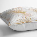 Beyaz Ve Gold Yaprak Desenli Özel Tasarım Modern Yastık Kılıfı Realhomes