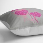 Fuşya Palmiye Yaprak Baskılı Dekoratif Kırlent Kılıfı Realhomes