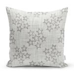 Kot Zeminli Yıldız Motifli Dekoratif Dijital Baskılı Kırlent Kılıfı Realhomes