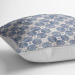 Gri Zemin Üzerinde Lacivert Soyut Baskılı Dekoratif Yastık Kılıfı Realhomes