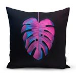 - Rh-K5522-Siyah-Zeminli-Tropik-Yaprakli-Modern-Kirlent-Kilifi - Realhomes Siyah Zeminli Tropik Yapraklı Modern Kırlent Kılıfı Realhomes