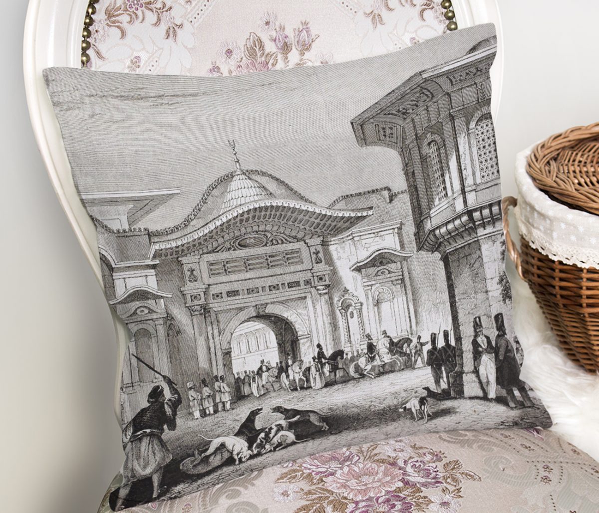 Osmanlı Çarşı Temalı Dekoratif Kırlent Kılıfı Realhomes