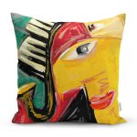 - Rh-K5581-Muzik-Temali-Soyut-Kadin-Motifli-Kirlent-Kilifi - Realhomes Müzik Temalı Soyut Kadın Motifli Kırlent Kılıfı Realhomes