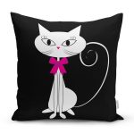 - Rh-K5608-Siyah-Zeminde-Sevimli-Beyaz-Kedicik-Ozel-Tasarimli-Yastik-Kilifi - Realhomes  Siyah Zeminde Sevimli Beyaz Kedicik Özel Tasarımlı Yastık Kılıfı Realhomes