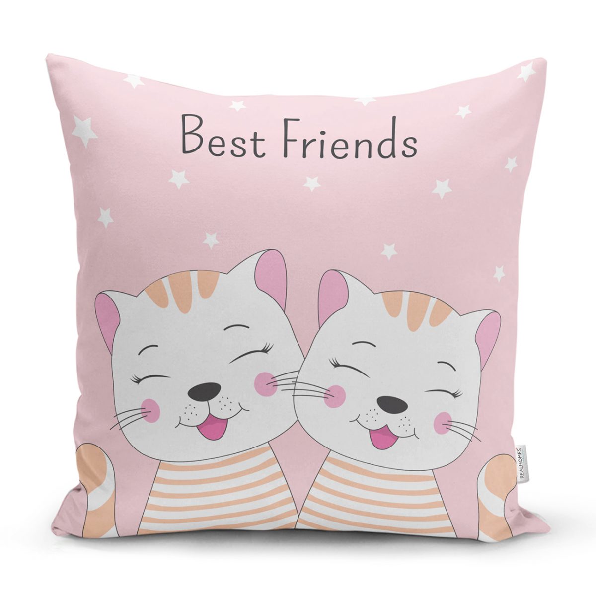 Best Friends Kediler Özel Tasarımlı Kırlent Kılıfı Realhomes