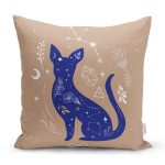- Rh-K5748-Haki-Zeminli-Mavi-Kedi-Desenli-Ozel-Tasarim-Yastik-Kilifi - Realhomes  Haki Zeminli Mavi Kedi Desenli Özel Tasarım Yastık Kılıfı Realhomes