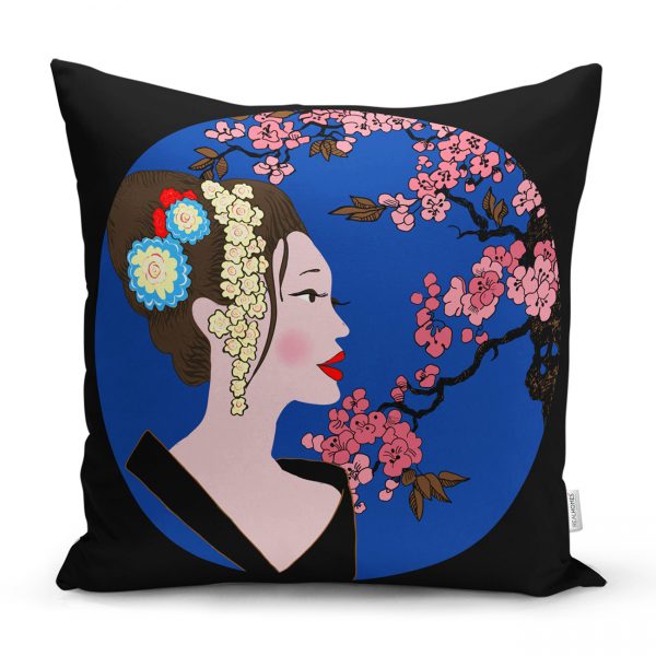 - Rh-K5794siyah-Cicek-Motifli-Japon-Kiz-Desenli-Dekoratif-Yastik-Kilifi - Realhomes  RealHomes Bohemian Özel Tasarım Dekoratif Yastık Kırlent Kılıfı Realhomes