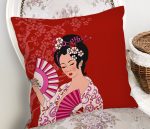 - Rh-K5802-Kirmizi-Zeminli-Pembe-Yelpazeli-Japon-Kiz-Dijital-Baskili-Dekoratif-Yastik-Kilifi-1 - Realhomes  Kırmızı Zeminli Pembe Yelpazeli Japon Kız Dijital Baskılı Dekoratif Yastık Kılıfı Realhomes